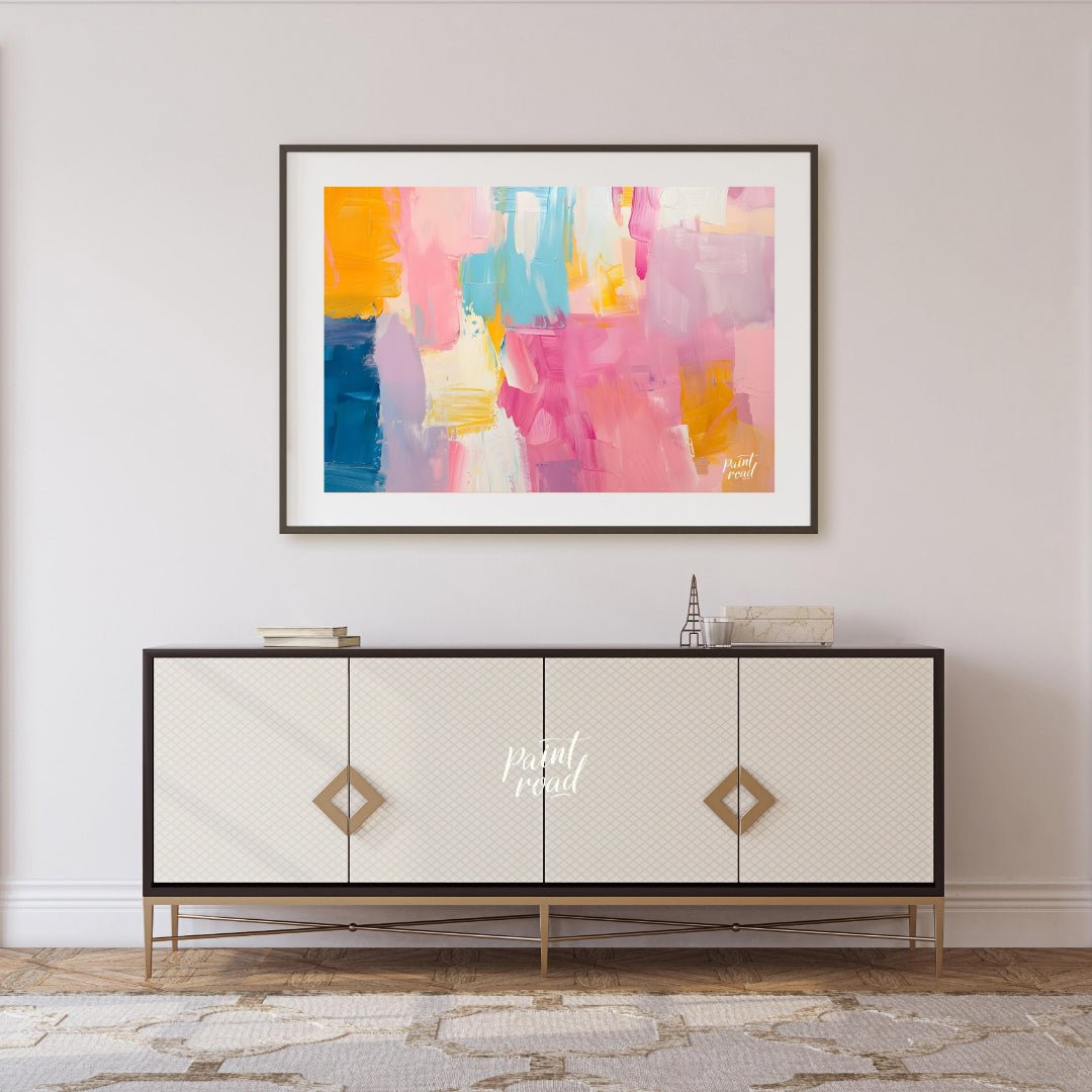This abstract painting is a symphony of soft, blended strokes, creating a visually soothing and har… for living room
