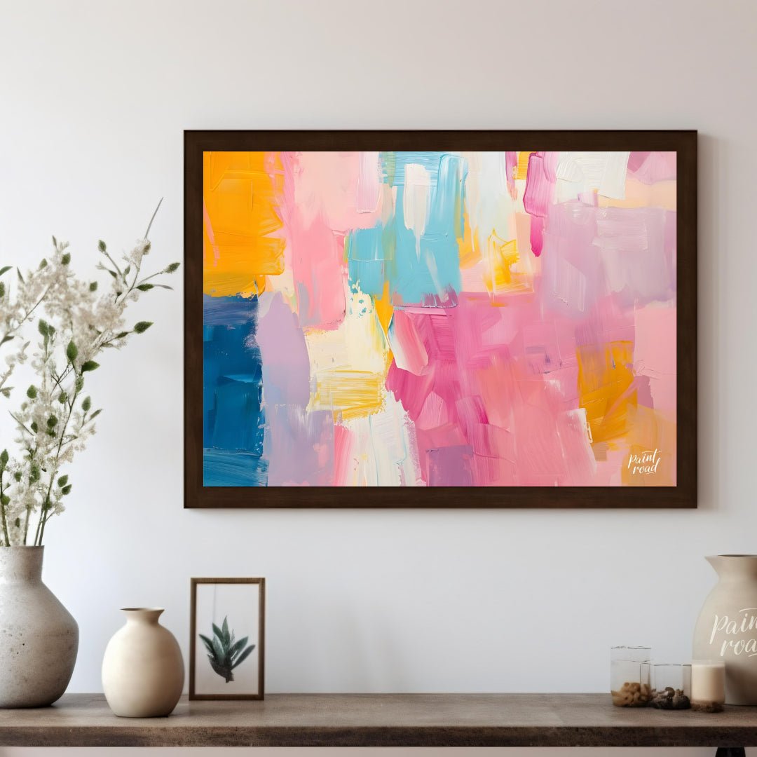This abstract painting is a symphony of soft, blended strokes, creating a visually soothing and har… for living room