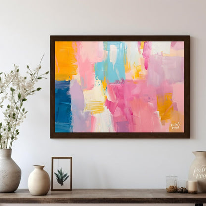 This abstract painting is a symphony of soft, blended strokes, creating a visually soothing and har… for living room