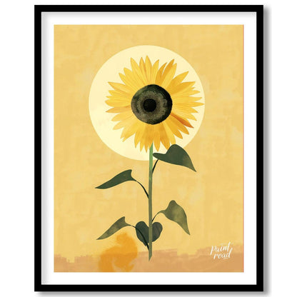 This striking digital illustration features a sunflower in full bloom, with vibrant yellow petals a… for house