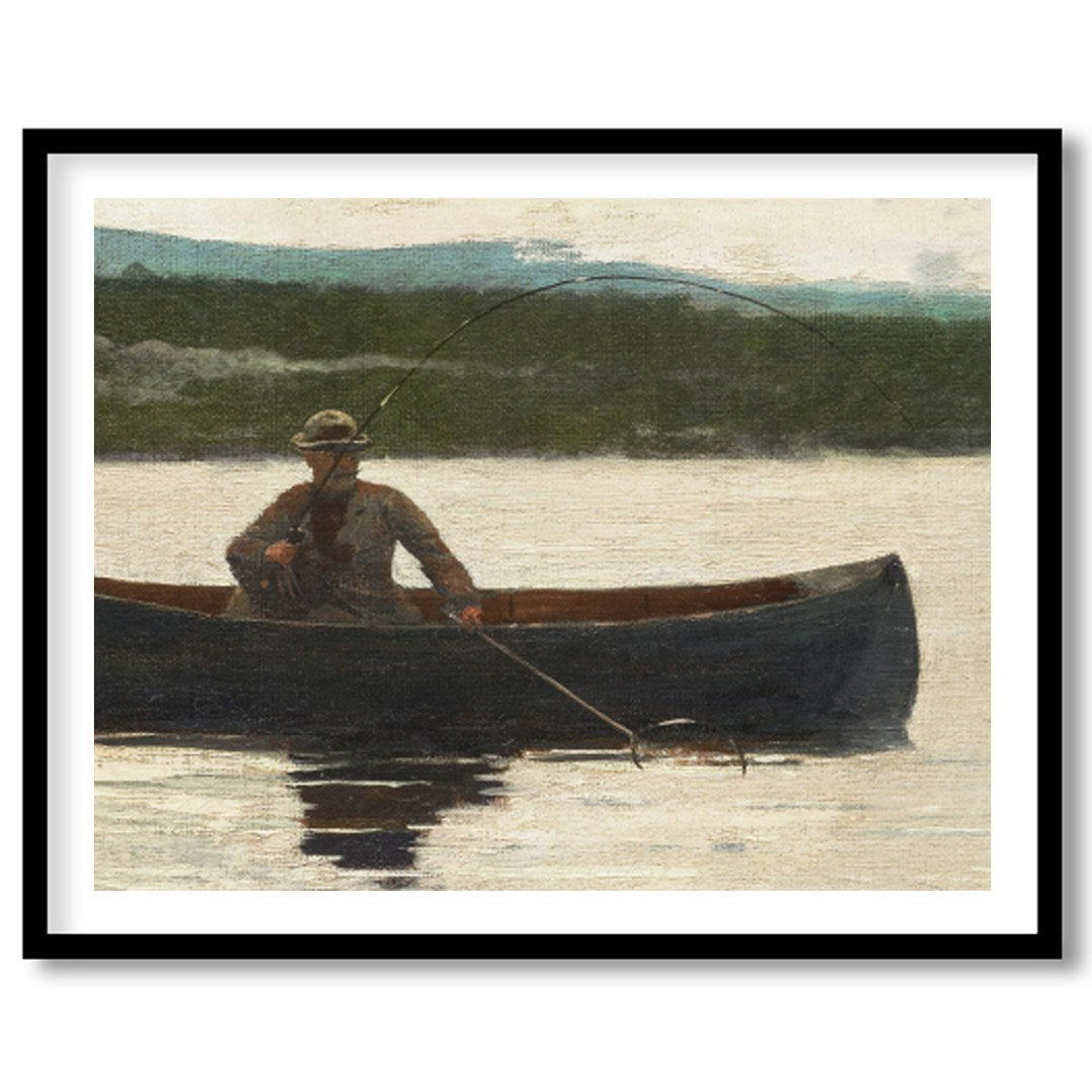 Capture the essence of solitude and serenity with this evocative artwork of a lone fisherman in a for place