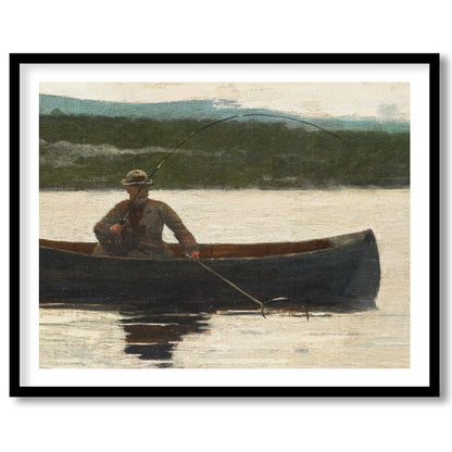 Capture the essence of solitude and serenity with this evocative artwork of a lone fisherman in a for place