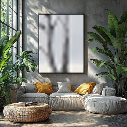 Embrace tranquility with this captivating artwork featuring a solitary tree on a vast, serene for Balcony