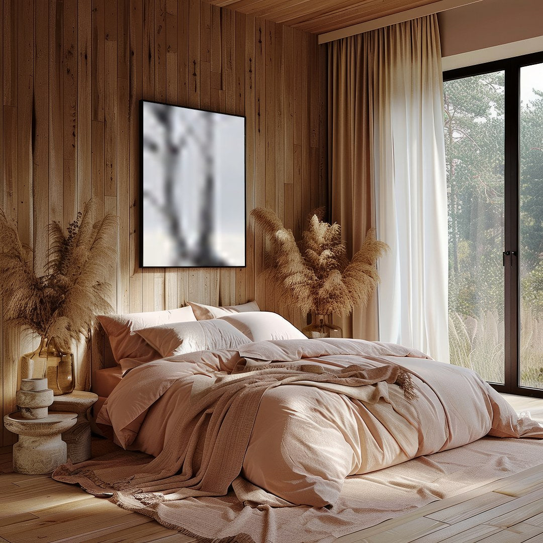 Embrace tranquility with this captivating artwork featuring a solitary tree on a vast, serene for Bedroom