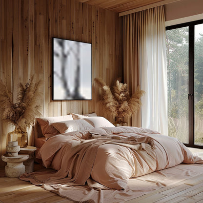 Embrace tranquility with this captivating artwork featuring a solitary tree on a vast, serene for Bedroom
