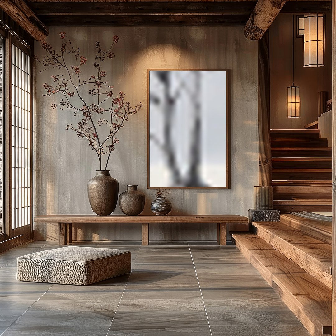Embrace tranquility with this captivating artwork featuring a solitary tree on a vast, serene for Hall