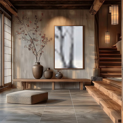 Embrace tranquility with this captivating artwork featuring a solitary tree on a vast, serene for Hall
