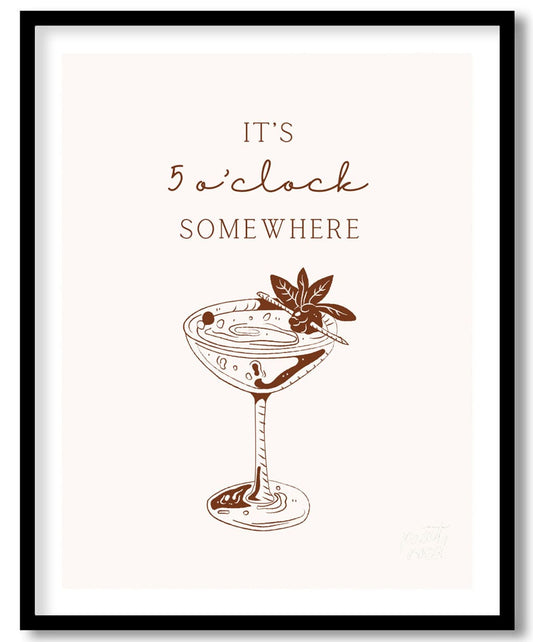 Somewhere it's 5 O'Clock Painting available online at Paint Road for only Somewhere it's 5 O'Clock showing 5 o'clock somewhere alcohol and art