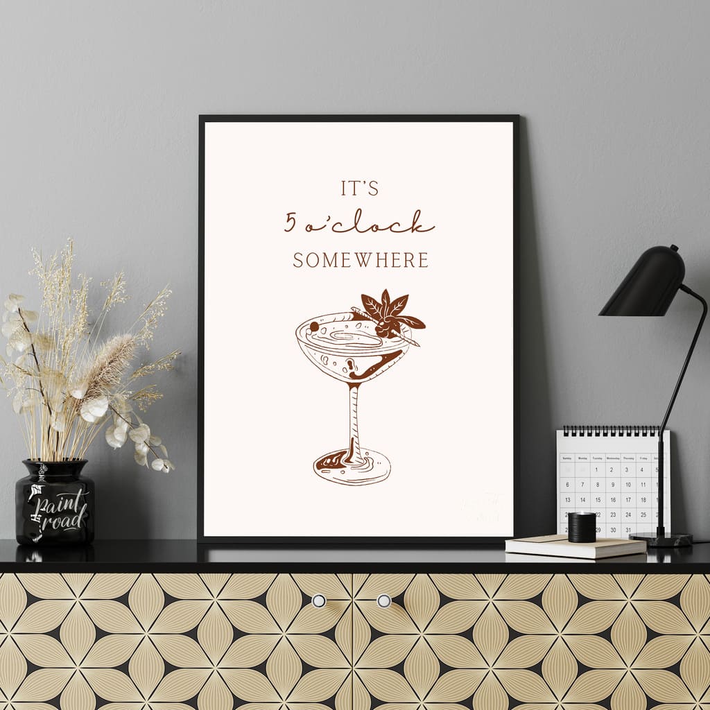 Somewhere it's 5 O'Clock Painting available online at Paint Road for only Somewhere it's 5 O'Clock showing 5 o'clock somewhere alcohol and art