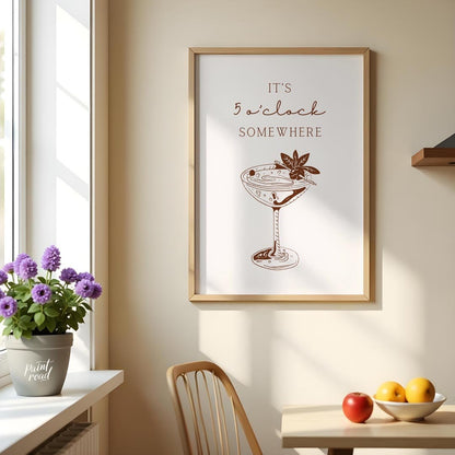 A vintage-inspired illustration of a classic cocktail, perfect for those who enjoy a bit of sophist… for kitchen