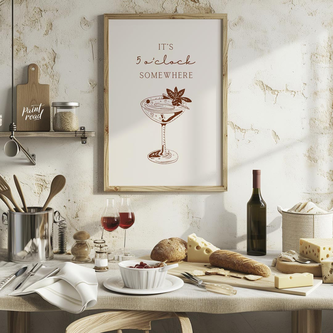 A vintage-inspired illustration of a classic cocktail, perfect for those who enjoy a bit of sophist… for kitchen