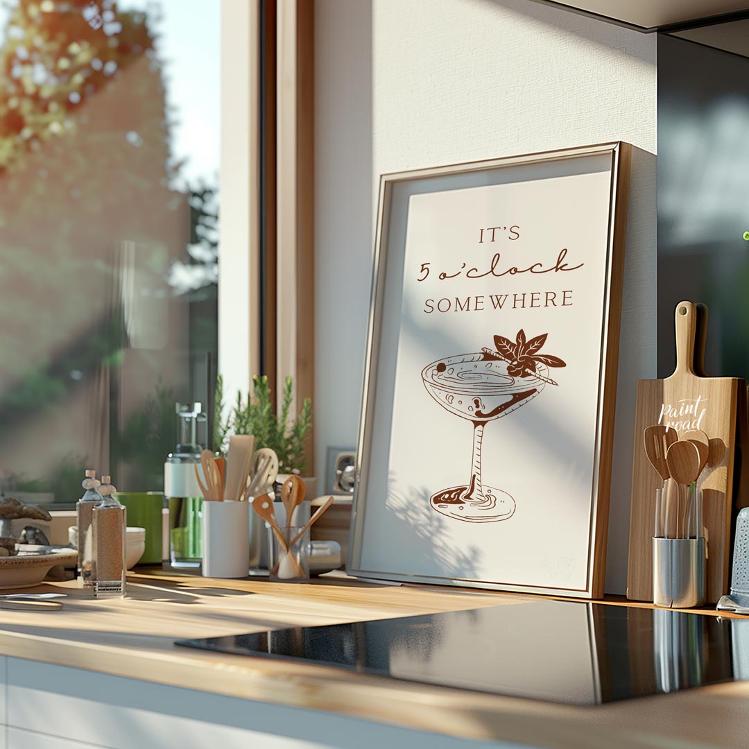 A vintage-inspired illustration of a classic cocktail, perfect for those who enjoy a bit of sophist… for kitchen