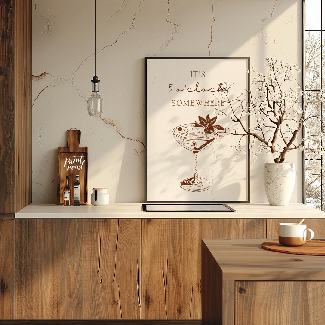 A vintage-inspired illustration of a classic cocktail, perfect for those who enjoy a bit of sophist… for kitchen