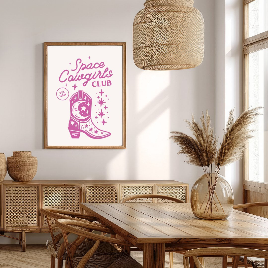 Embrace the cosmic charm with this playful 'Space Cowgirls Club' wall art. Featuring a whimsical for Extra Kitchen