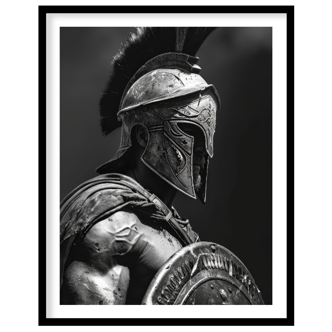 This powerful and dramatic black and white portrait captures the imposing presence of a Spartan war… for lovely house