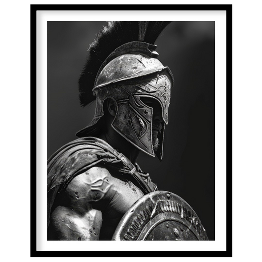 This powerful and dramatic black and white portrait captures the imposing presence of a Spartan war… for lovely house