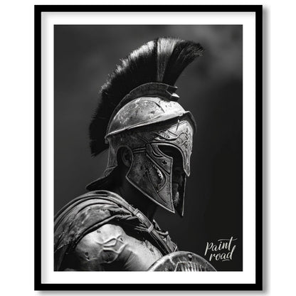 Spartan Warrior Painting available online at Paintroad showing ancient Greece battle ready and black and white