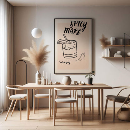 A hand-drawn illustration of a classic margarita cocktail with a spicy twist. The image features a … for dining room