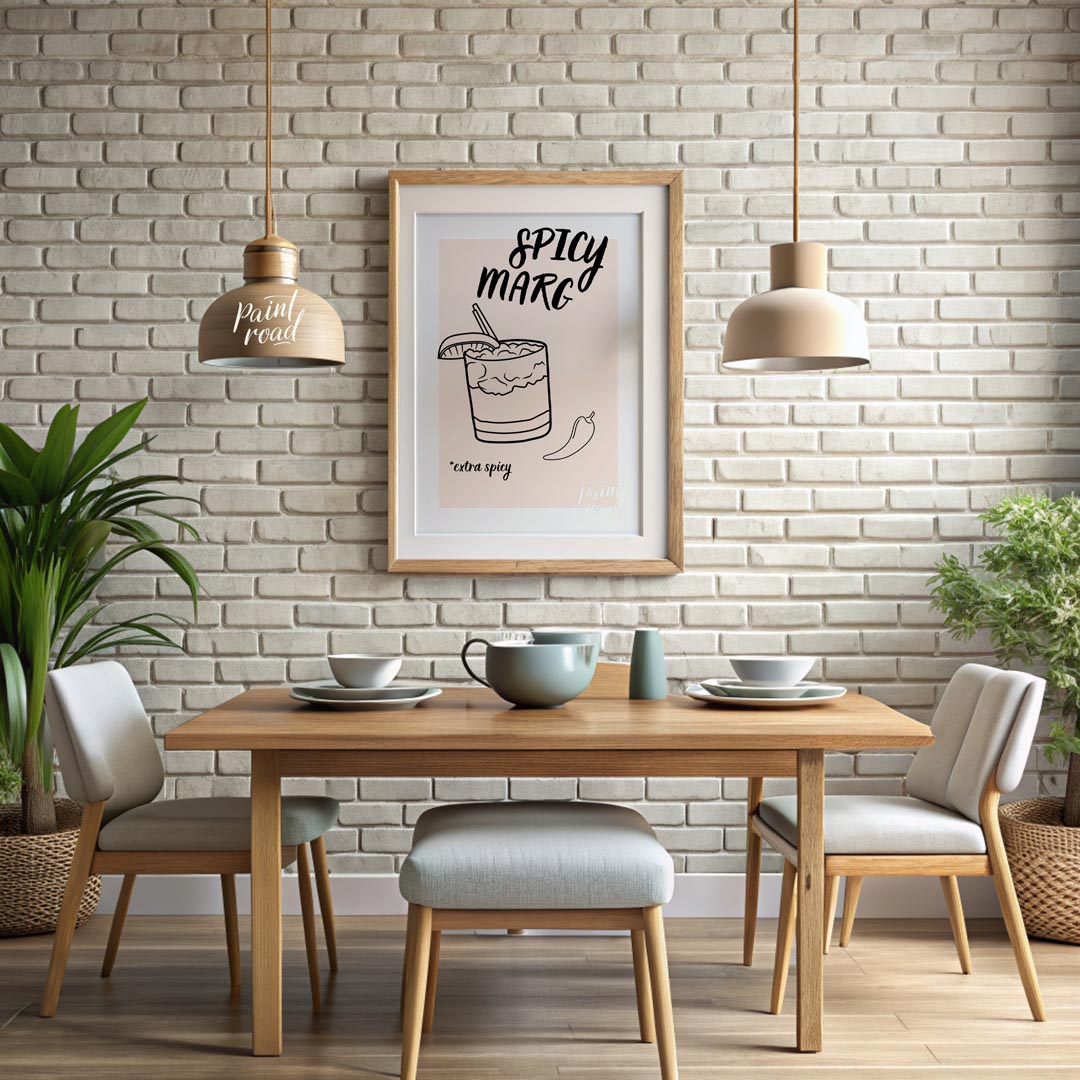 A hand-drawn illustration of a classic margarita cocktail with a spicy twist. The image features a … for dining room