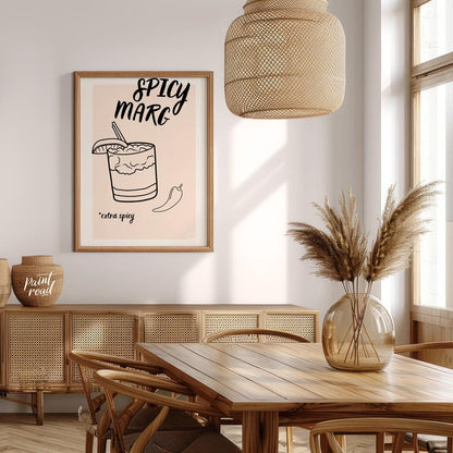 A hand-drawn illustration of a classic margarita cocktail with a spicy twist. The image features a … for dining room