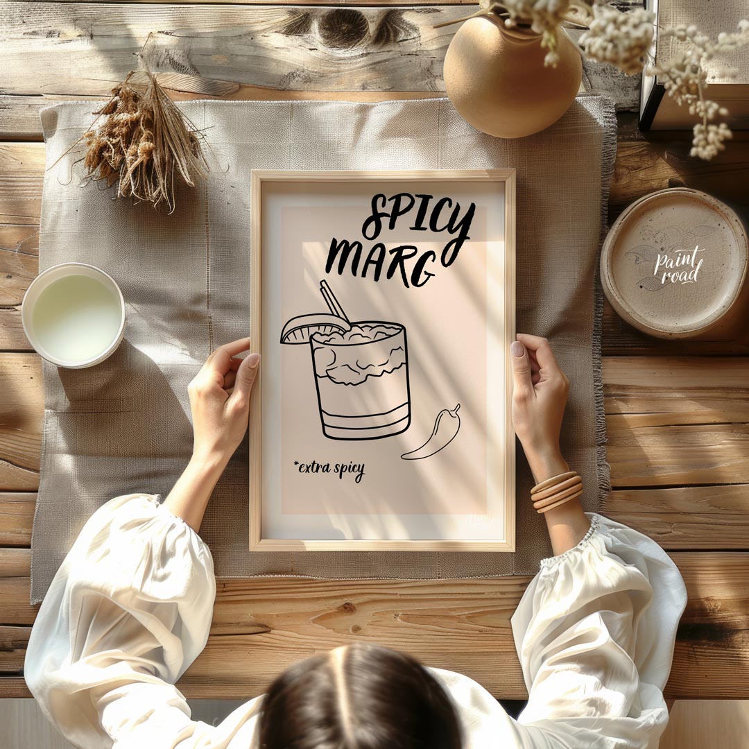 A hand-drawn illustration of a classic margarita cocktail with a spicy twist. The image features a … for kitchen