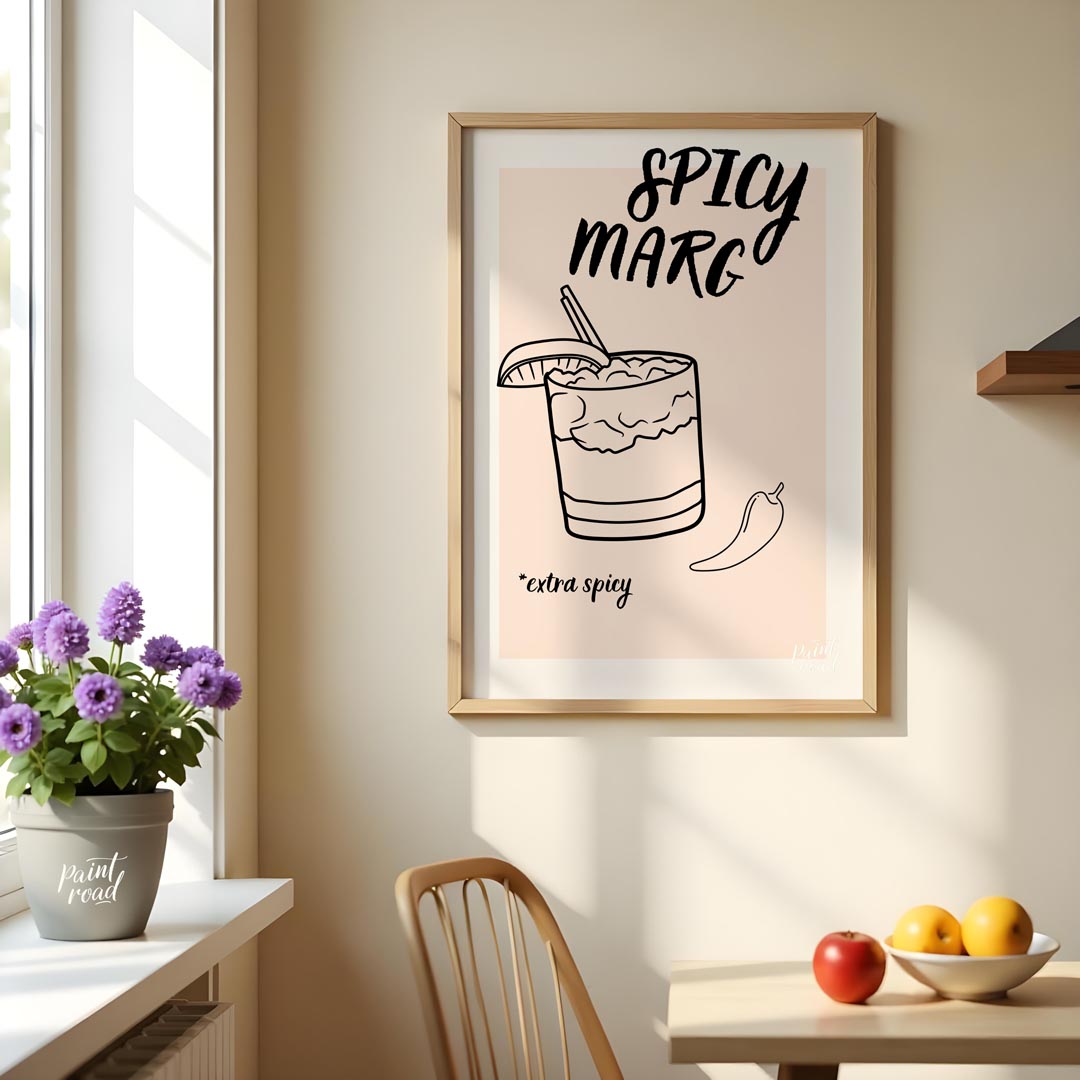A hand-drawn illustration of a classic margarita cocktail with a spicy twist. The image features a … for kitchen