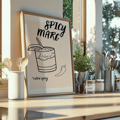 A hand-drawn illustration of a classic margarita cocktail with a spicy twist. The image features a … for kitchen