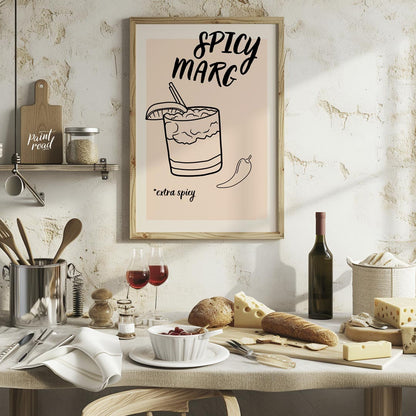 A hand-drawn illustration of a classic margarita cocktail with a spicy twist. The image features a … for kitchen