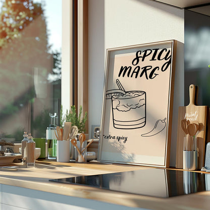 A hand-drawn illustration of a classic margarita cocktail with a spicy twist. The image features a … for kitchen