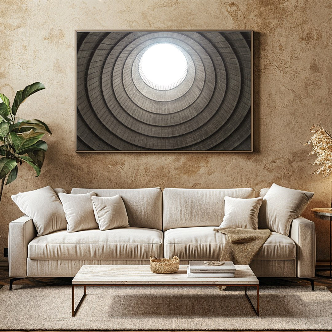 Experience the mesmerizing depth and architectural beauty of this fine art piece, 'Spiral Ascent.' for Family Room