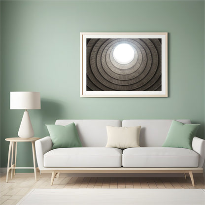 Experience the mesmerizing depth and architectural beauty of this fine art piece, 'Spiral Ascent.' for Hall