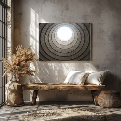 Experience the mesmerizing depth and architectural beauty of this fine art piece, 'Spiral Ascent.' for Veranda