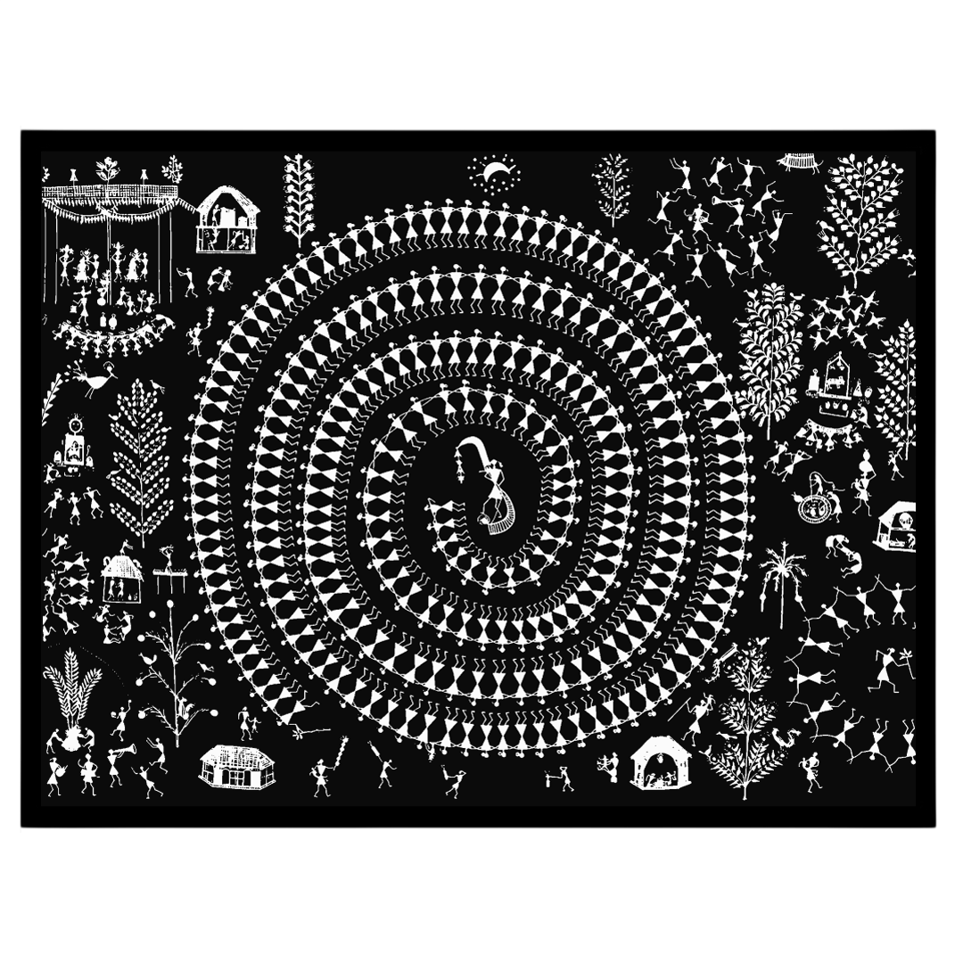 This captivating Warli artwork beautifully captures the essence of communal celebration through for loft