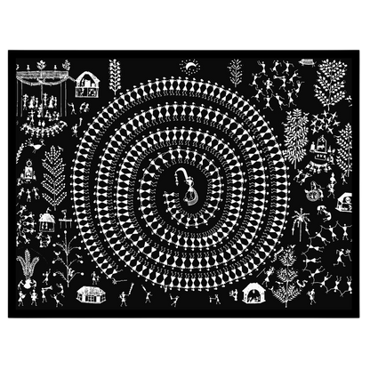 This captivating Warli artwork beautifully captures the essence of communal celebration through for loft