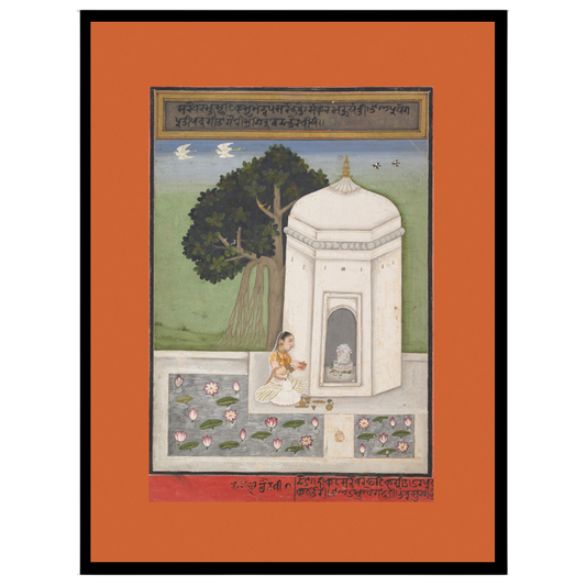 Experience the serene ambiance of devotion with this exquisite Indian art print, featuring a for interior