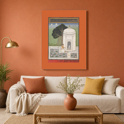 Experience the serene ambiance of devotion with this exquisite Indian art print, featuring a for Living Room