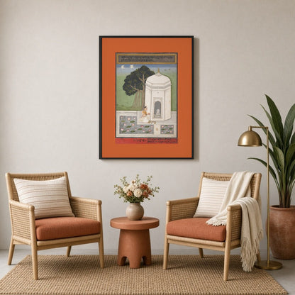 Experience the serene ambiance of devotion with this exquisite Indian art print, featuring a for Sitting Lounge