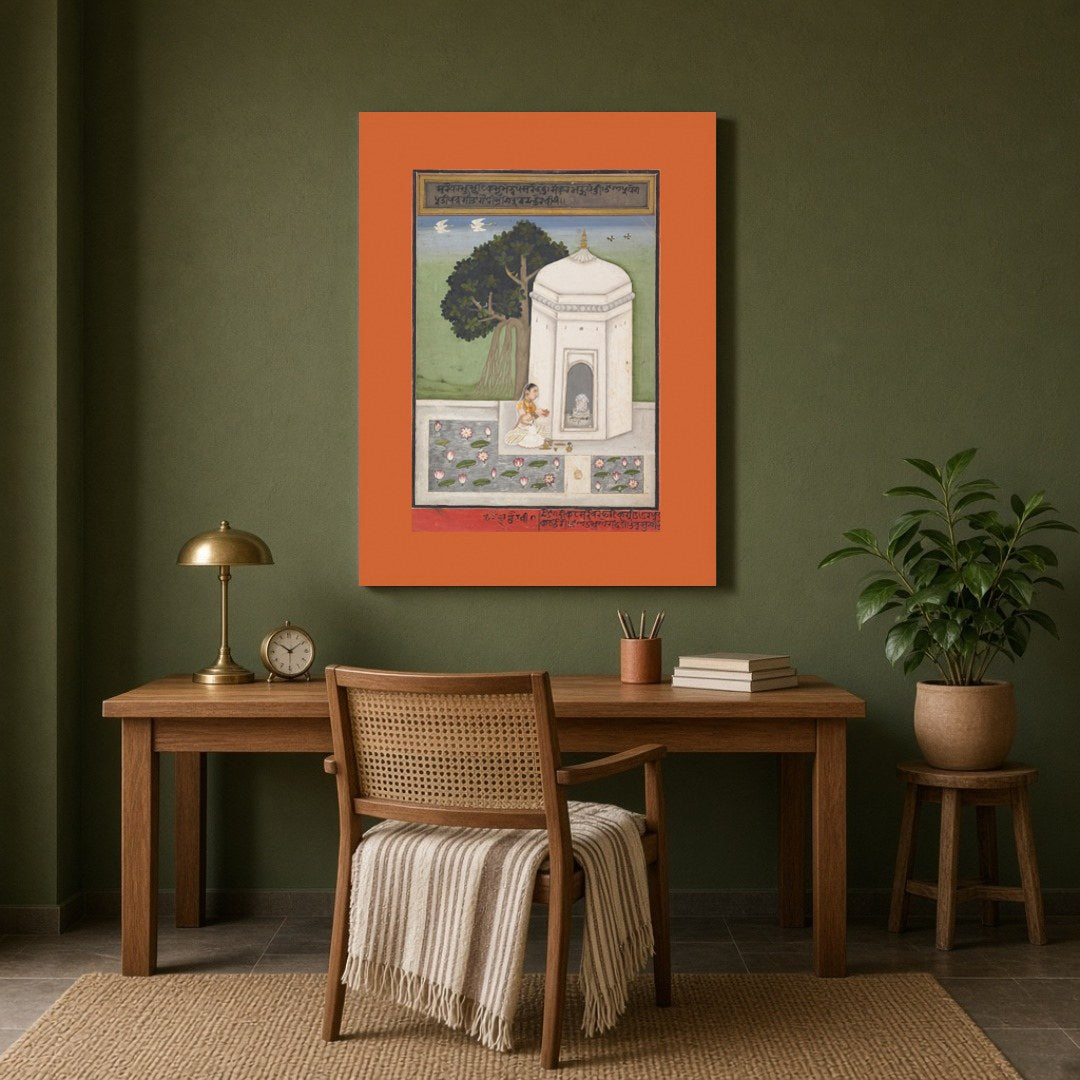 Experience the serene ambiance of devotion with this exquisite Indian art print, featuring a for Study