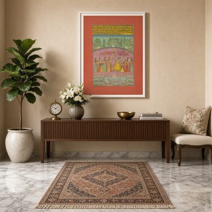 Immerse yourself in a vibrant celebration of spring with this exquisite Ragamala artwork, depicting for Entrance