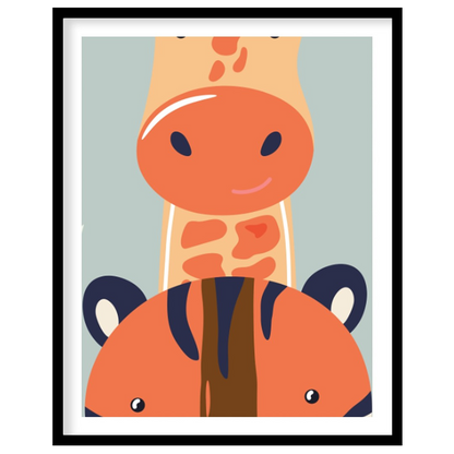 This charming children’s height chart features a whimsical stack of three friendly animals—a playfu… for sweet home
