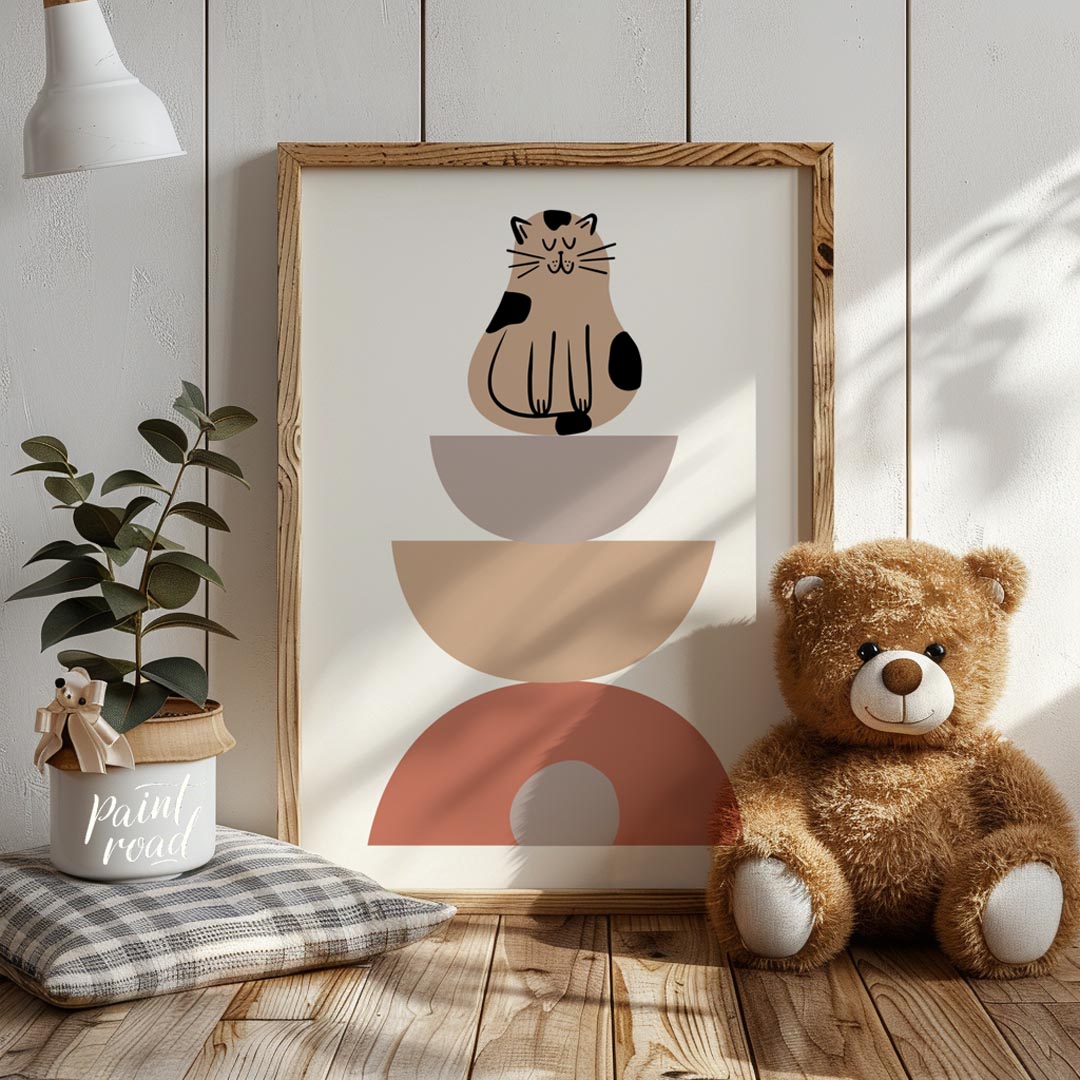 This modern and minimalist illustration presents a delightful twist on abstract art, featuring a st… for nursery