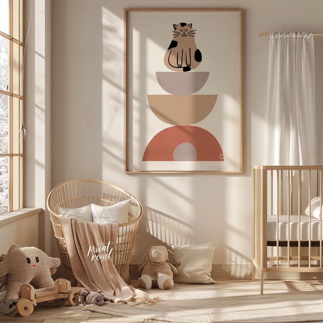 This modern and minimalist illustration presents a delightful twist on abstract art, featuring a st… for nursery