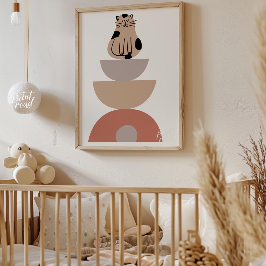 This modern and minimalist illustration presents a delightful twist on abstract art, featuring a st… for nursery