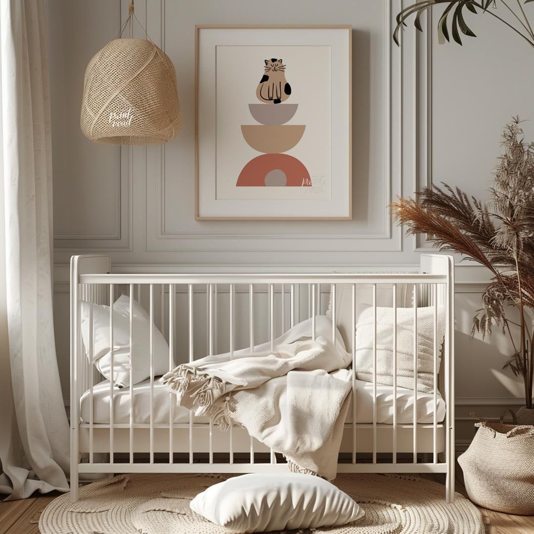 This modern and minimalist illustration presents a delightful twist on abstract art, featuring a st… for nursery