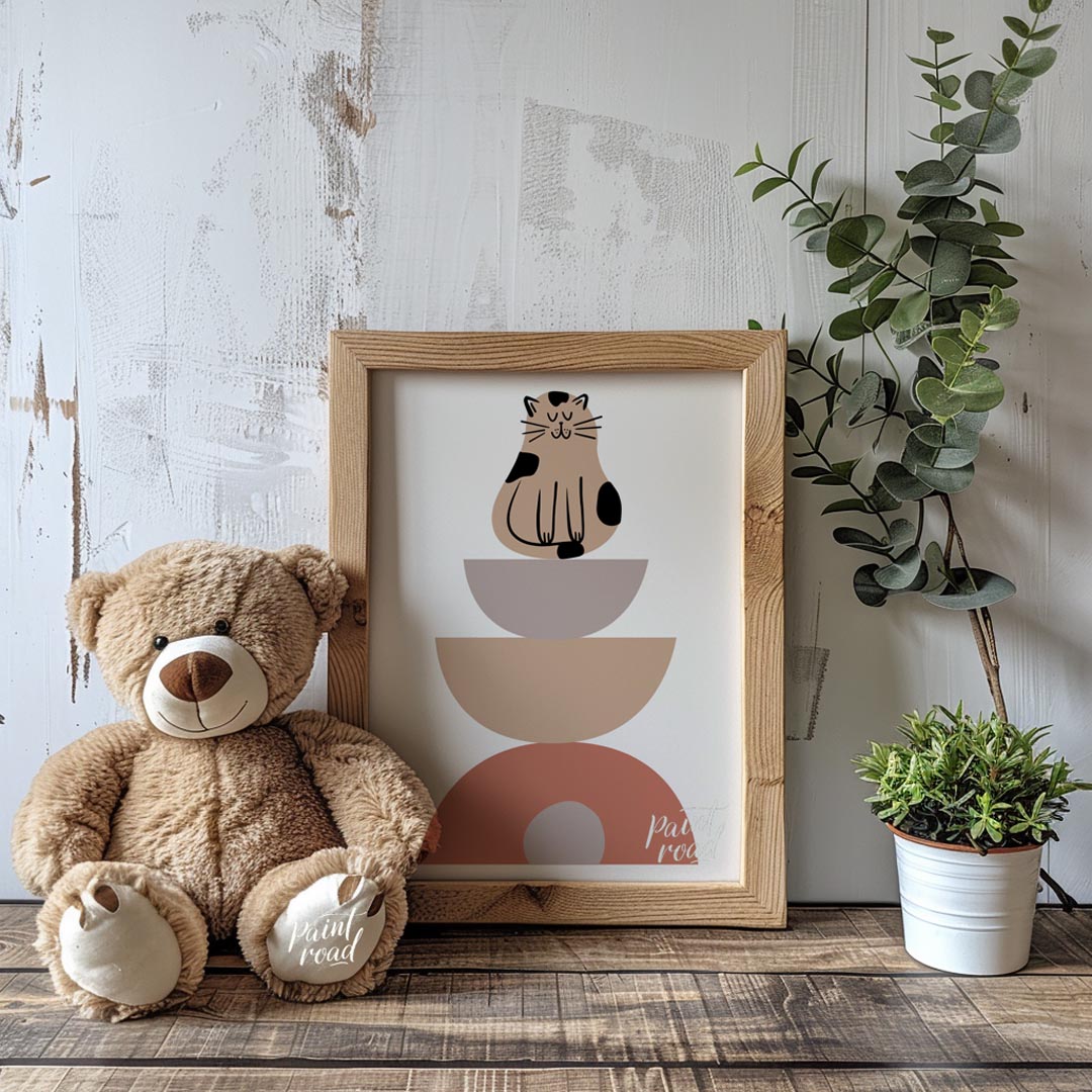 This modern and minimalist illustration presents a delightful twist on abstract art, featuring a st… for nursery