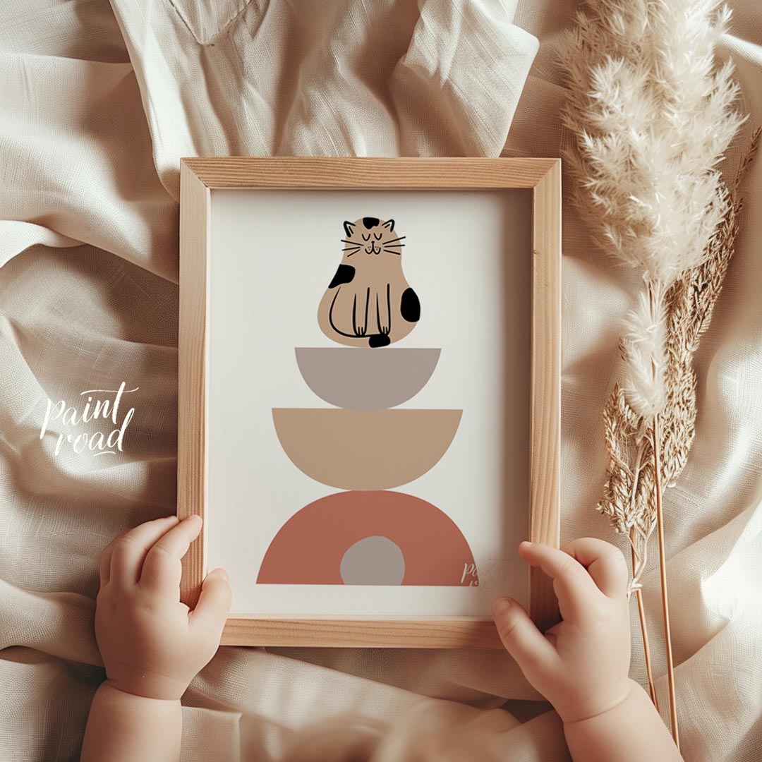 This modern and minimalist illustration presents a delightful twist on abstract art, featuring a st… for nursery