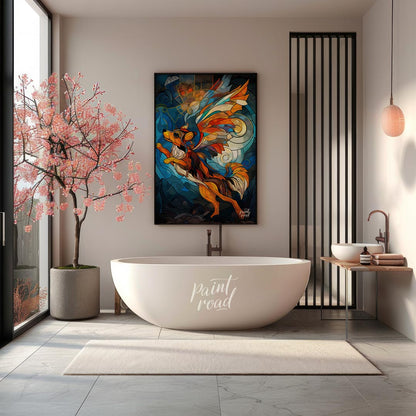 This captivating artwork is a beautiful rendition of a flying fox or fruit bat, rendered in the mes… for bathroom
