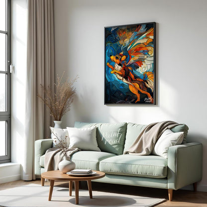This captivating artwork is a beautiful rendition of a flying fox or fruit bat, rendered in the mes… for living room