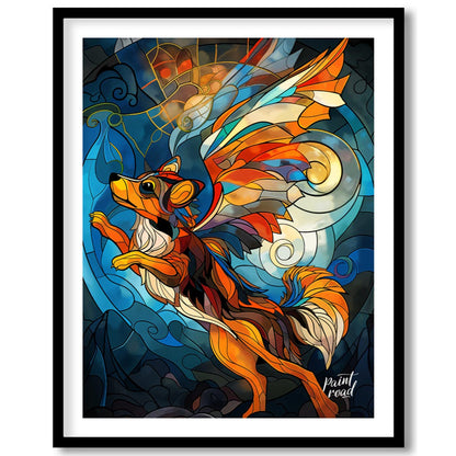 This captivating artwork is a beautiful rendition of a flying fox or fruit bat, rendered in the mes… for sweet home