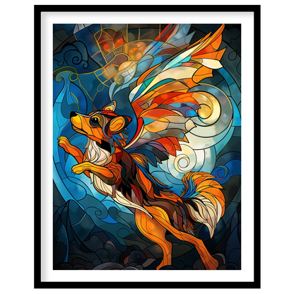 This captivating artwork is a beautiful rendition of a flying fox or fruit bat, rendered in the mes… for sweet home